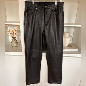 GAP Cheeky Straight Leg Faux Leather High-Rise Black Jeans